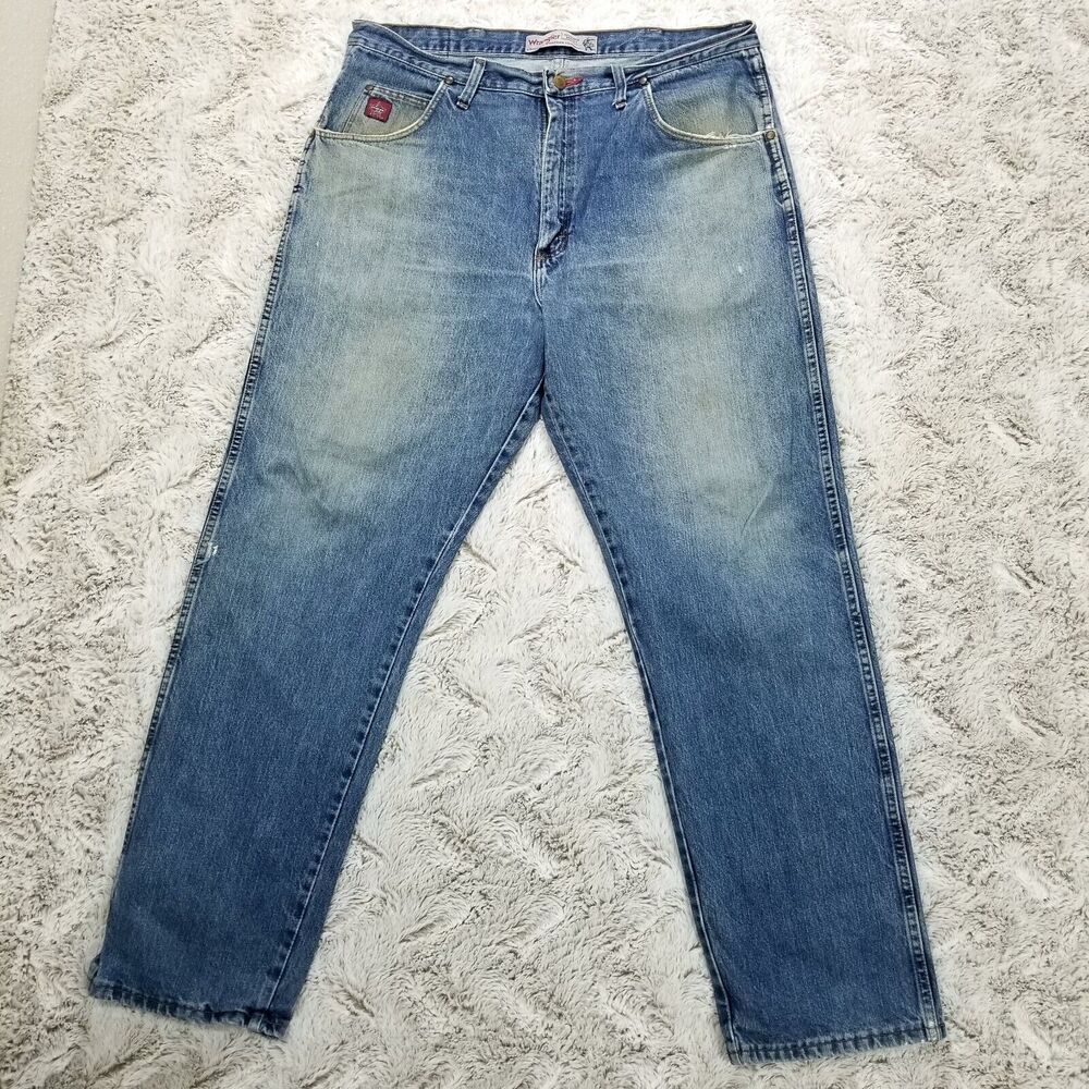Vintage Wrangler Jeans Mens 38x32 Blue PBR Original Western Classic Dark Wash